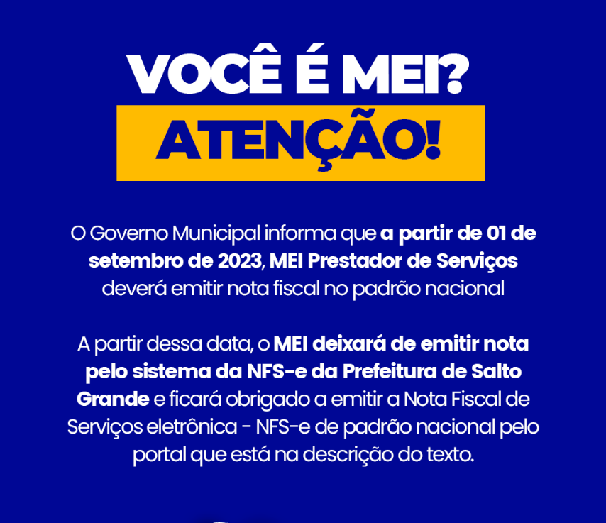 MEI: A partir de 01/09/2023, emissão de NFSe via Portal do Governo Federal