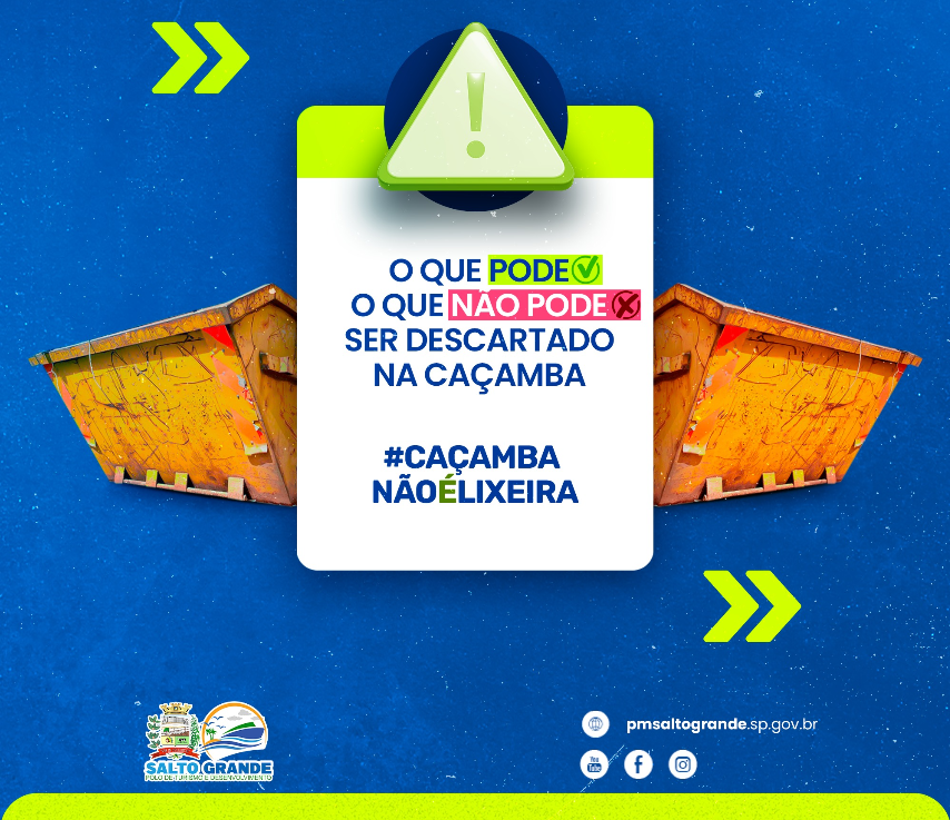 Atenção as informações sobre as conformidades na utilização da caçamba