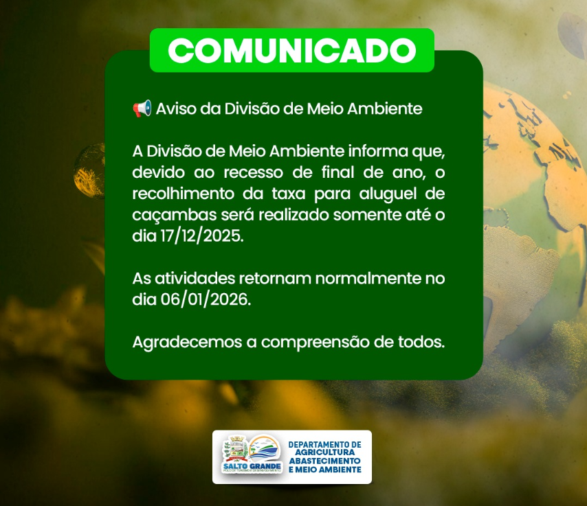 Aviso da Divisão de Meio Ambiente
