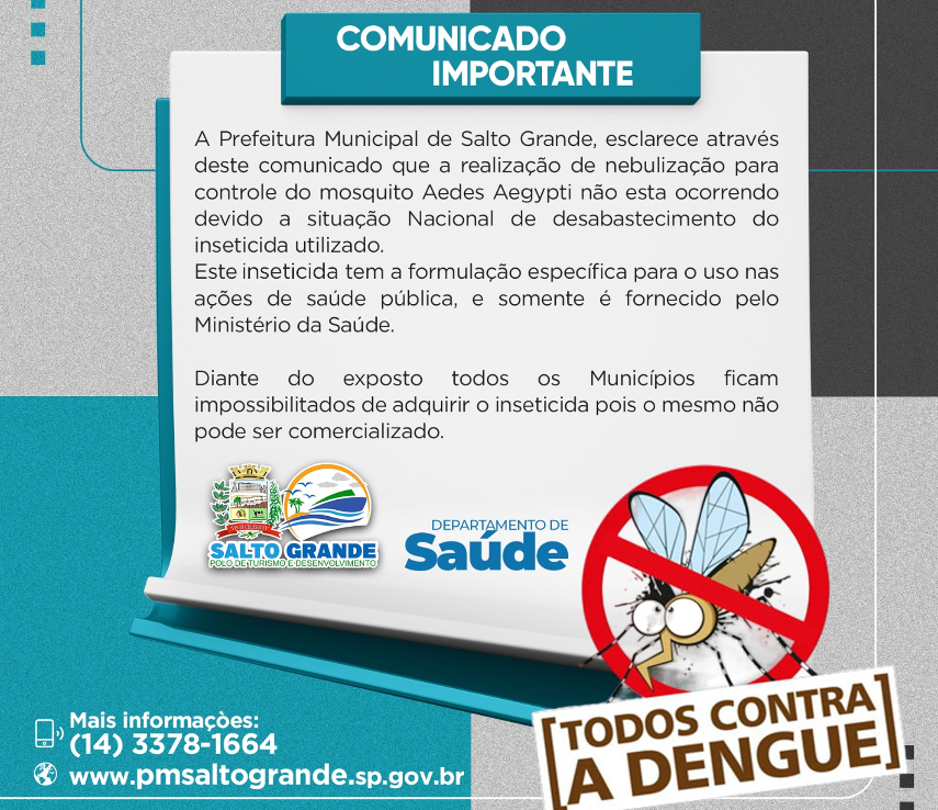 Comunicado Departamento de Saúde - SG Contra a Dengue