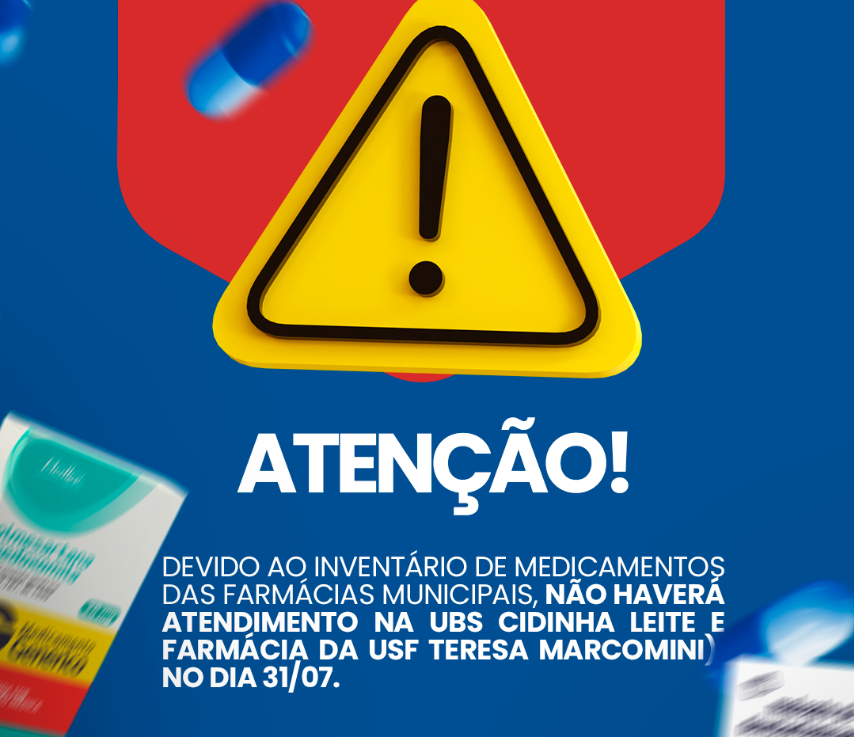 COMUNICADO IMPORTANTE | FARMÁCIAS MUNICIPAIS