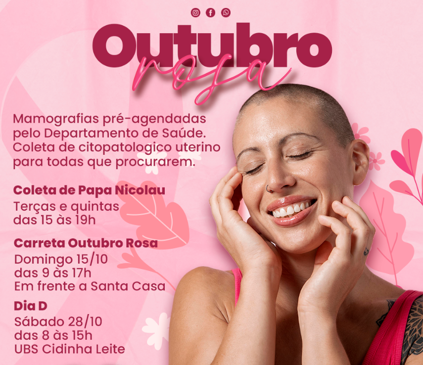 Outubro Rosa em Salto Grande! Junte-se a nós na luta contra o câncer de mama e de útero.