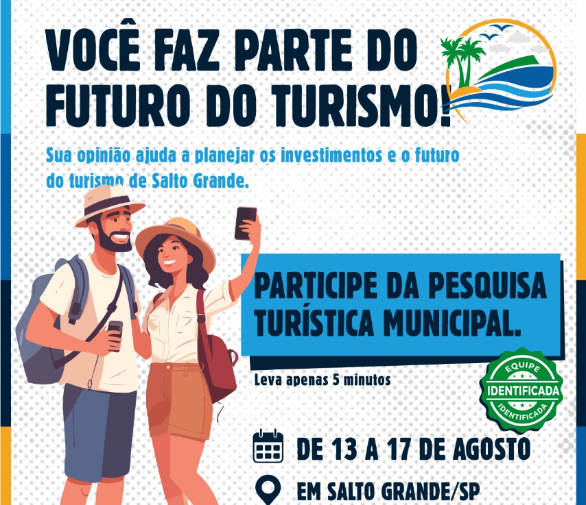 Pesquisa Turística Municipal é realizada em Salto Grande entre os dias 13 e 17 de agosto
