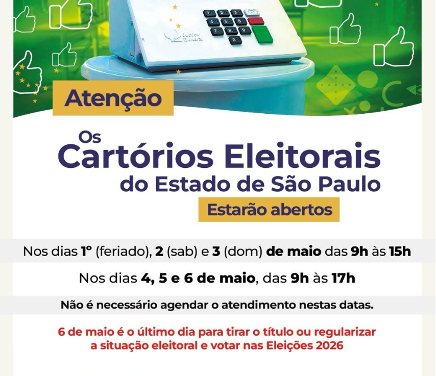 Prazo final: Eleitor tem até 6 de maio para regularizar título ou solicitar 1ª via
